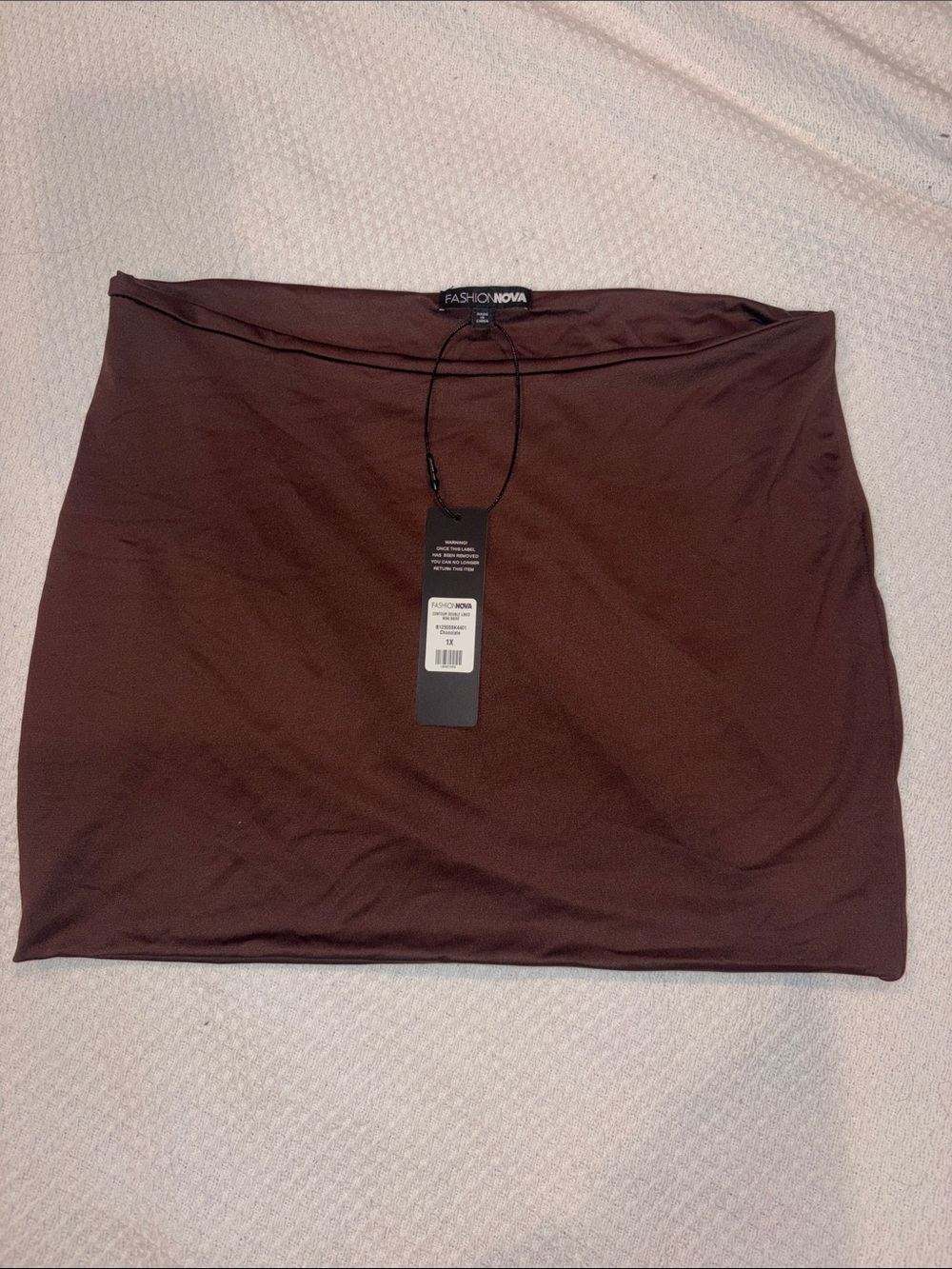 Fashion Nova Women's Dark Chocolate Stretch Mini Skirt